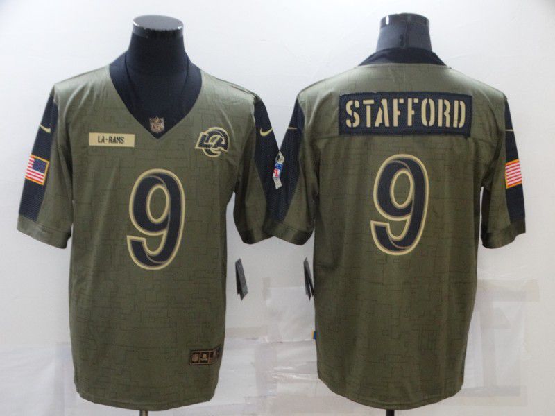 Men Los Angeles Rams #9 Stafford green Nike Olive Salute To Service Limited NFL Jersey->new england patriots->NFL Jersey
